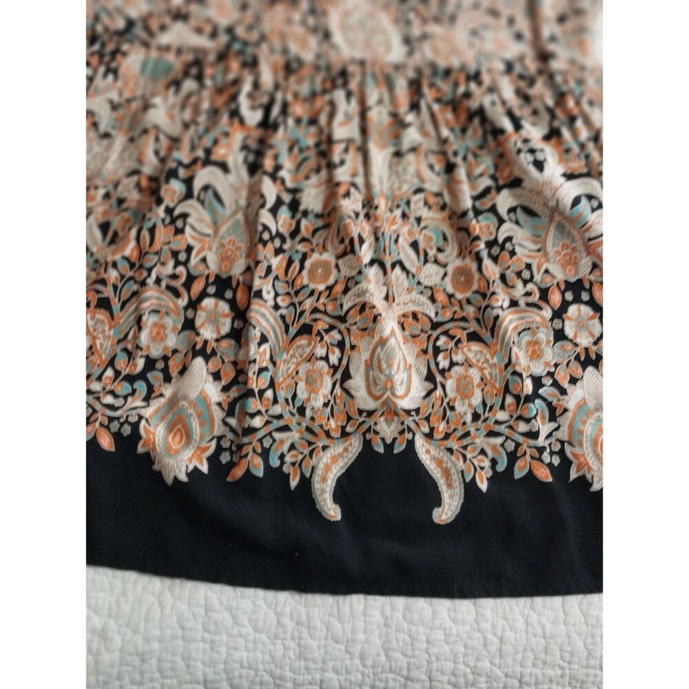Mithrims Paisley Boho Peasant  Size M 100% Rayon Mini Dress Bohemian - Picture 7 of 11